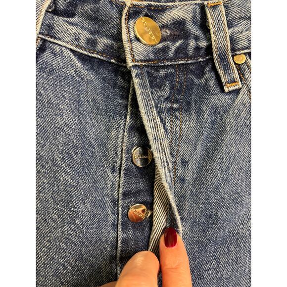 Goldsign Button fly Blue Relaxed High Rise Straight-Leg Jeans, Size 25, MSRP$350 - Picture 3 of 14